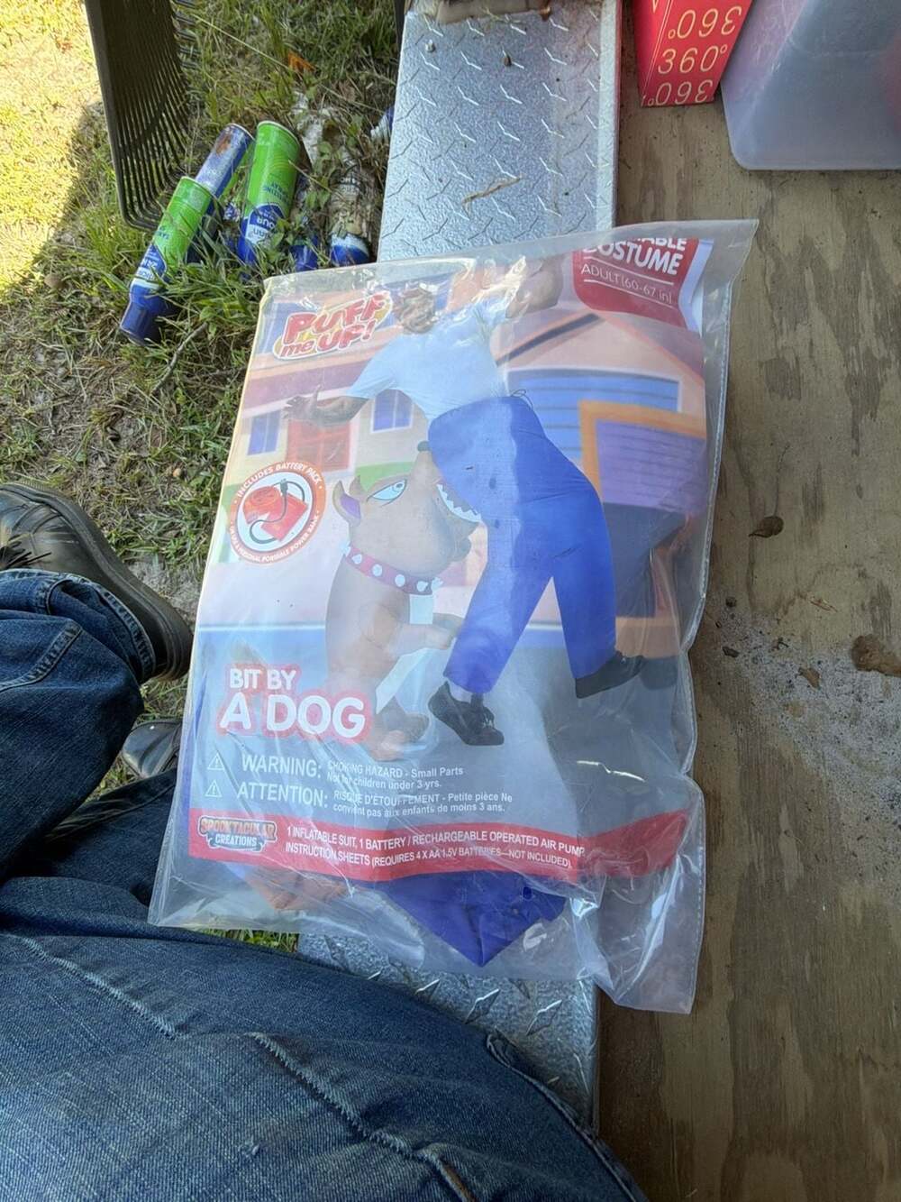 Joyfy Adults Halloween Inflatable Costumes, Bitten by a Dog Blow Up Costume with